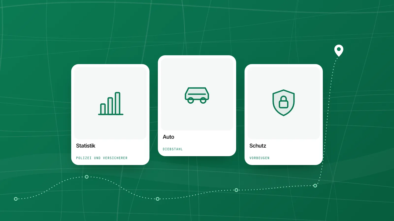 Grafik mit Symbolkacheln: Statistik, Auto und Schutz