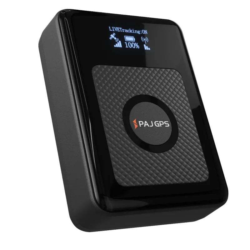 PAJ POWER Finder 4G 2.0: schwarzes Gehäuse mit Display und PAJ-Logo, schräg von vorn (Herstellerbild PAJ GPS)