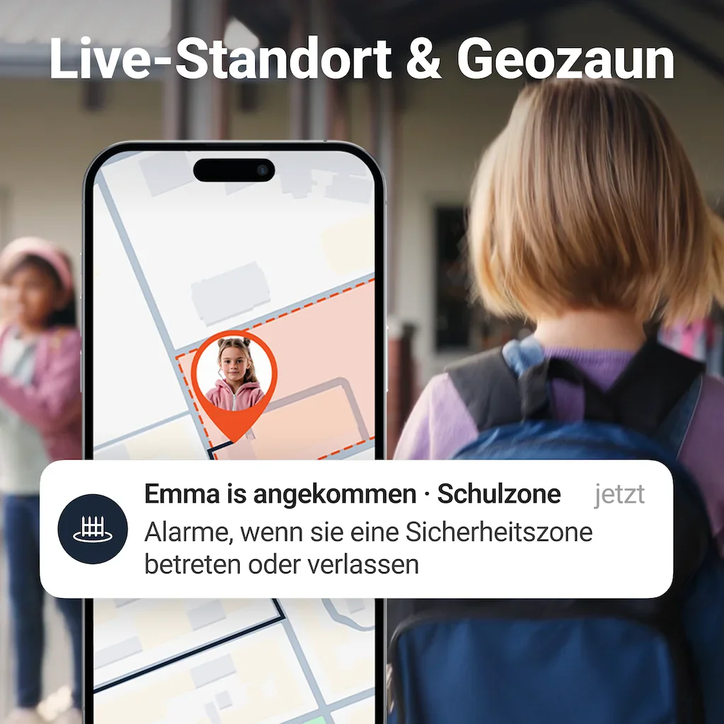 PAJ SMARTWATCH Finder 4G: App-Ansicht mit Geozaun (Herstellerbild)